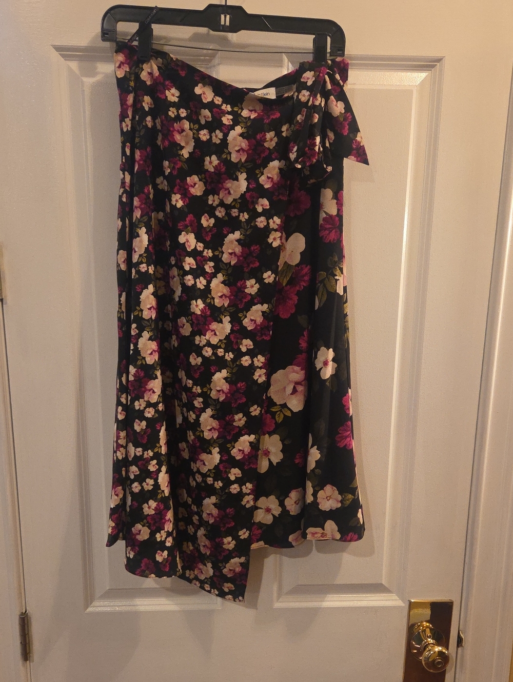 Calvin Klein Black Floral A-Line Skirt